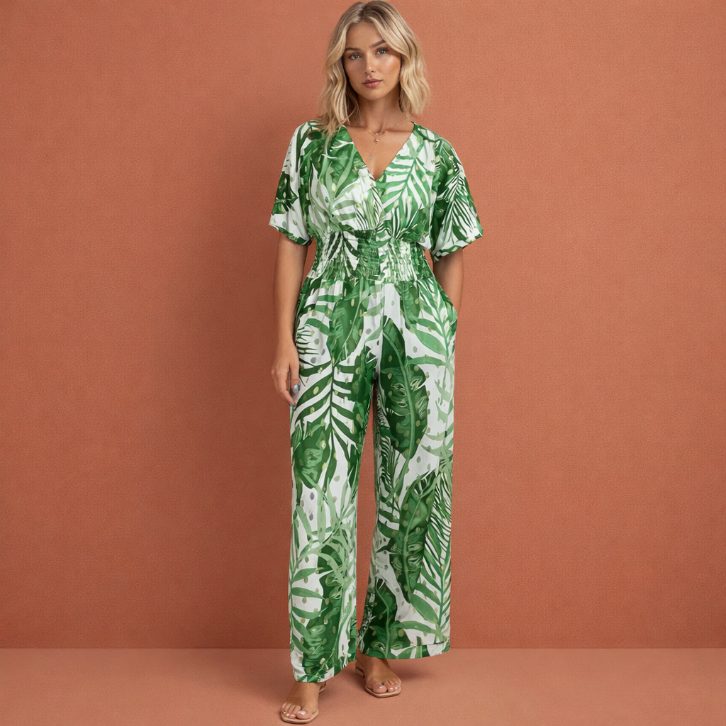 Lichtgroene chique jumpsuit voor dames met elegante pasvorm, perfect voor feestelijke en formele gelegenheden.