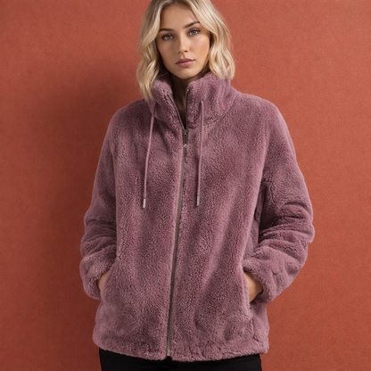 Lichtpaars dames vest met ritssluiting en opstaande kraag, comfortabel voor dagelijks gebruik tijdens frisse dagen.