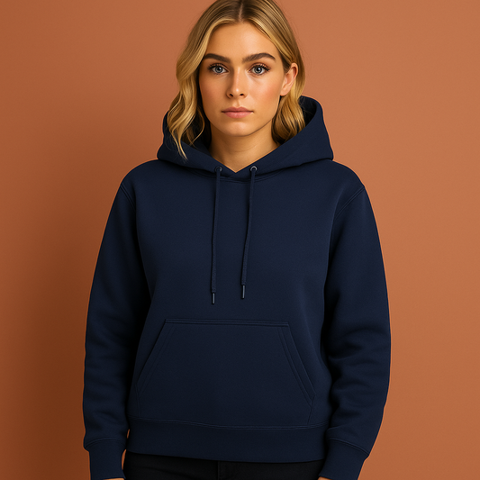 Comfortabele casual hoodie voor dames in marineblauwe kleur, ideaal voor dagelijks gebruik en ontspannen outfits.