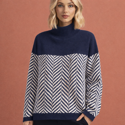 Marineblauwe elegante coltrui voor dames met comfortabele pasvorm, geschikt voor dagelijks gebruik en nette outfits.