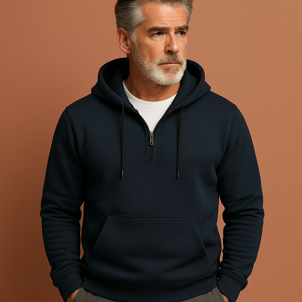 Streetwear hoodie met zakken voor heren in marineblauwe kleur, ideaal voor casual outfits en dagelijks gebruik.