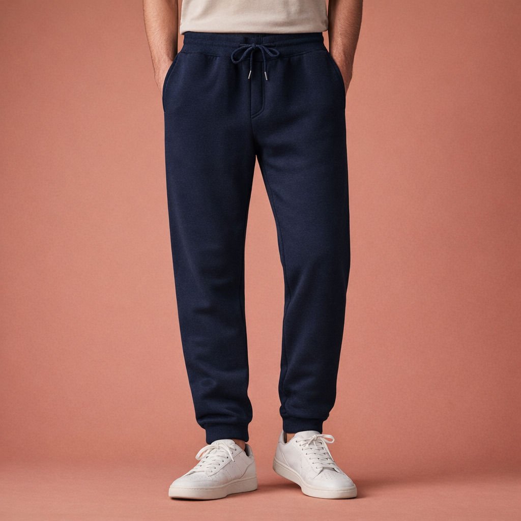 Dames joggingbroek in marineblauw met minimalistisch design, zacht en comfortabel voor casual en stijlvolle outfits.