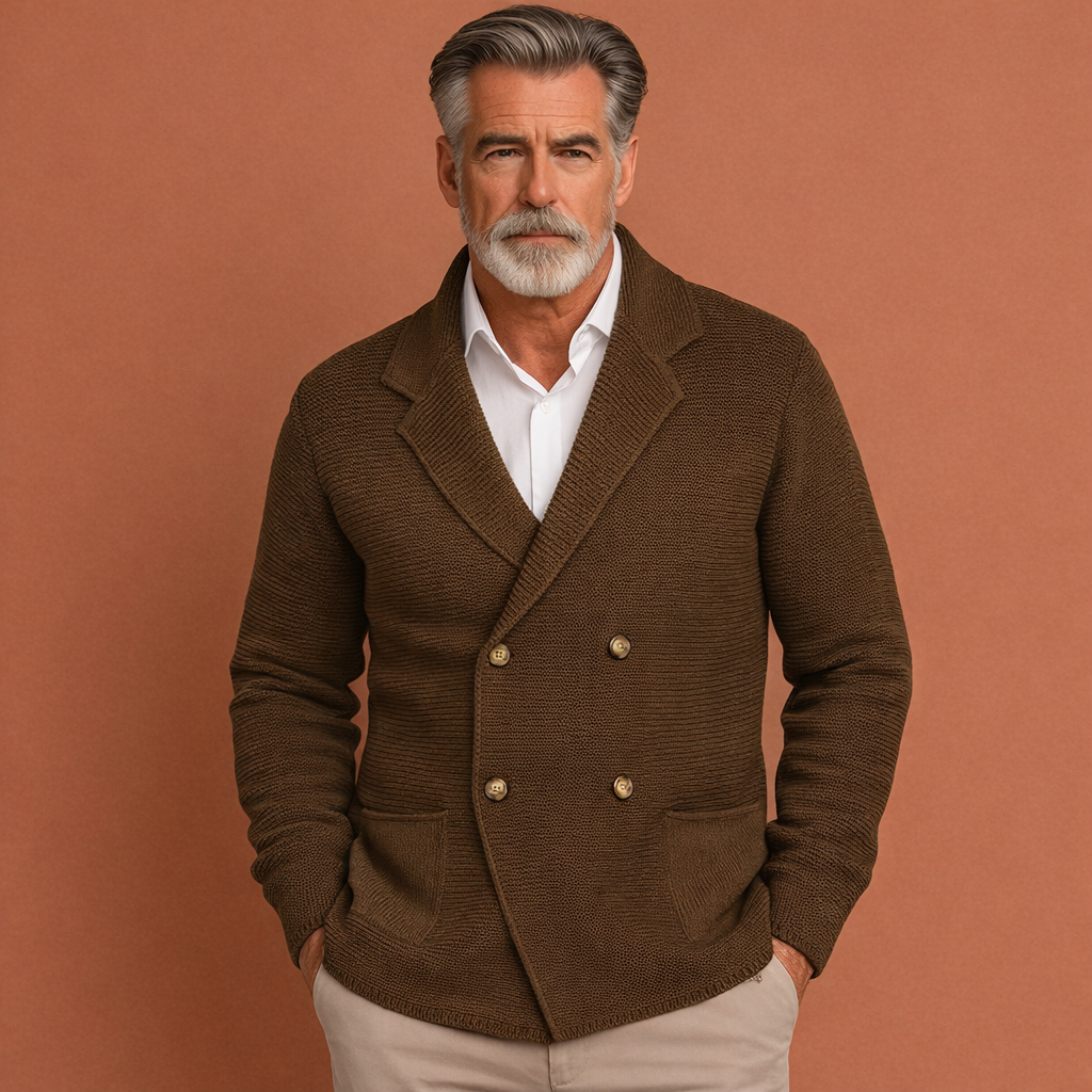 Marron casual vest voor heren met dubbele knoopsluiting en comfortabele pasvorm, geschikt voor dagelijks gebruik en nette outfits.