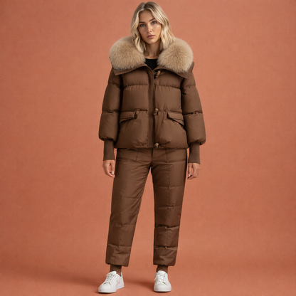 Marron dames winterjas met elegante kraag en comfortabele pasvorm, ideaal voor koude dagen en dagelijks gebruik.