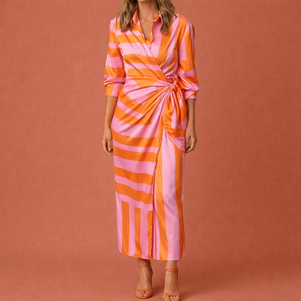 Dames wikkeljurk in meerkleurig met minimalistisch design, zacht en comfortabel voor casual en stijlvolle outfits