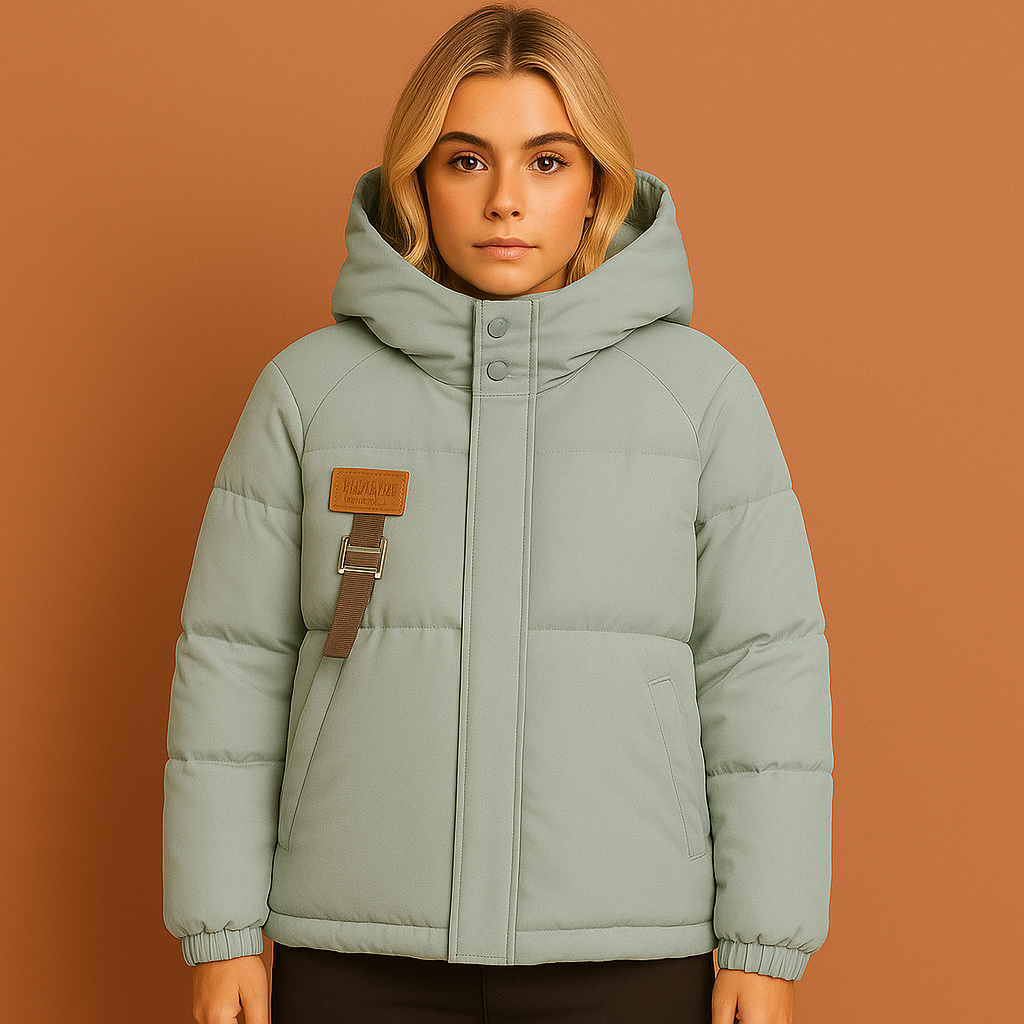 Oversized puffer jas voor dames in mintgroene kleur met moderne en comfortabele uitstraling voor koude dagen.