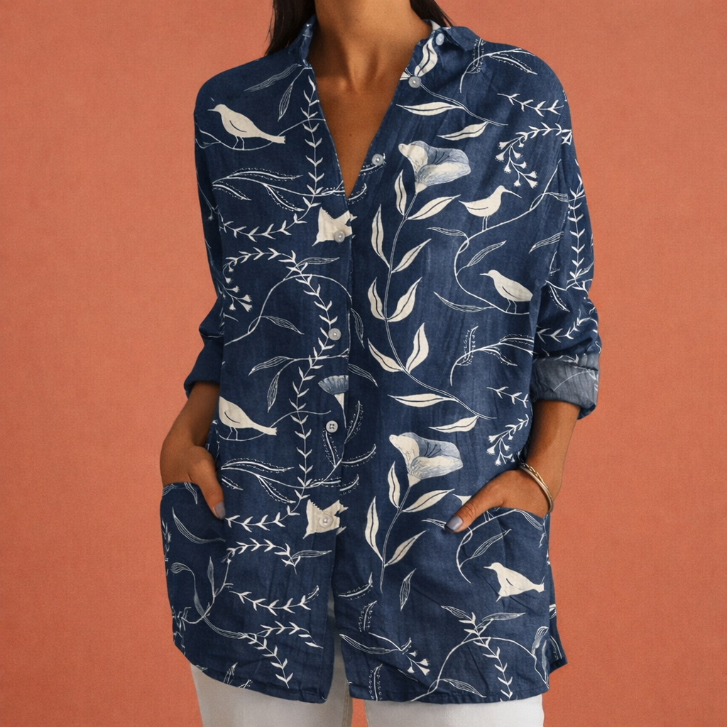 Dames blouse in multicolor met minimalistisch design, zacht en comfortabel voor casual en stijlvolle outfits.