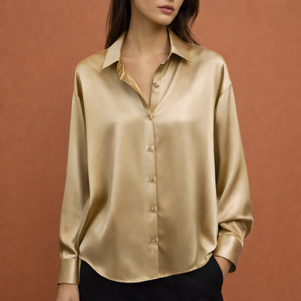 Dames blouse in olijfgroen met minimalistisch design, zacht en comfortabel voor casual en stijlvolle outfits.