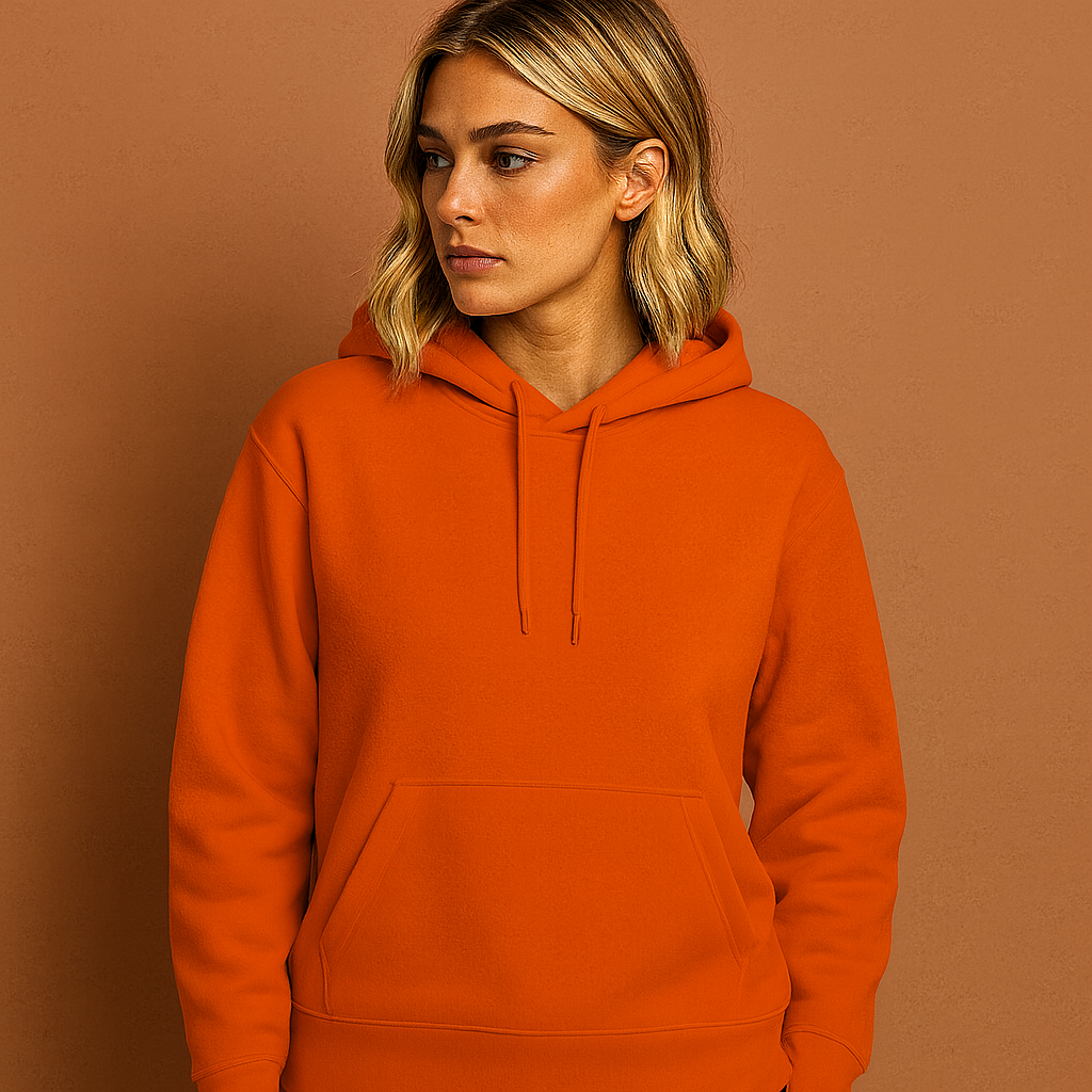 Comfortabele casual hoodie voor dames in oranje kleur, ideaal voor dagelijks gebruik en ontspannen outfits.