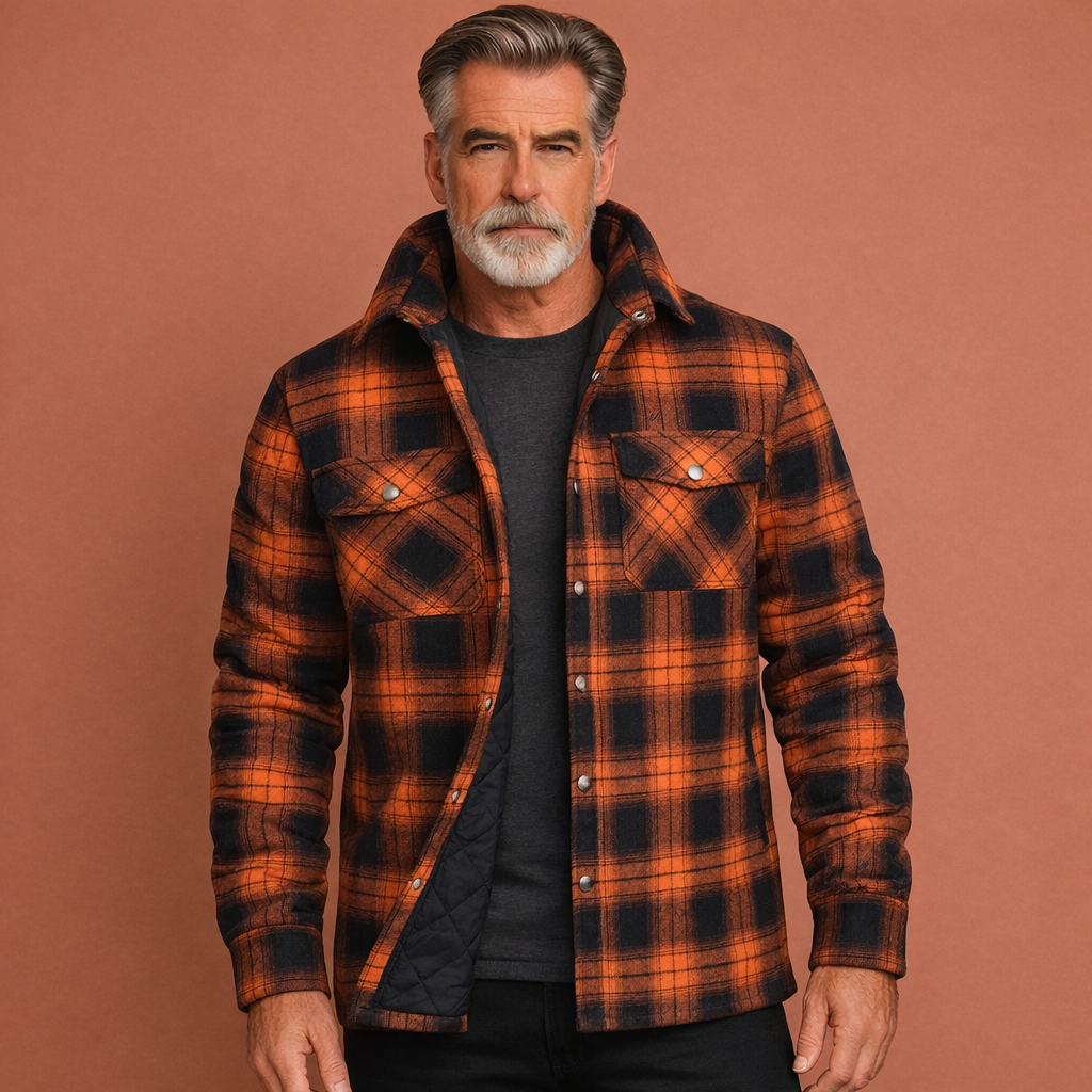 Oranje heren overshirt met knoopsluiting en comfortabele pasvorm, geschikt voor dagelijks gebruik en casual outfits.