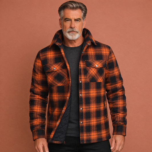 Oranje heren overshirt met knoopsluiting en comfortabele pasvorm, geschikt voor dagelijks gebruik en casual outfits.