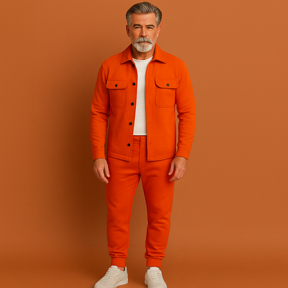Premium heren set met tijdloos ontwerp in oranje kleur, ideaal voor dagelijks gebruik en casual outfits.