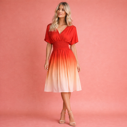 Oranje zomerse mini jurk voor dames, perfect voor dagelijks gebruik en zomerse gelegenheden.