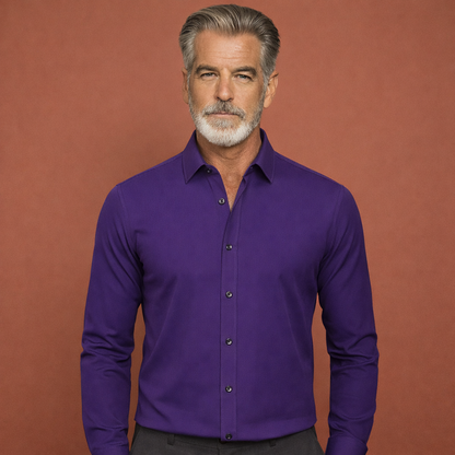 Heren overhemd in paars met minimalistisch design, zacht en comfortabel voor zakelijke en stijlvolle outfits..