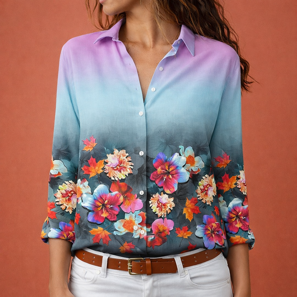 Dames blouse in paars met minimalistisch design, zacht en comfortabel voor casual en stijlvolle outfits.