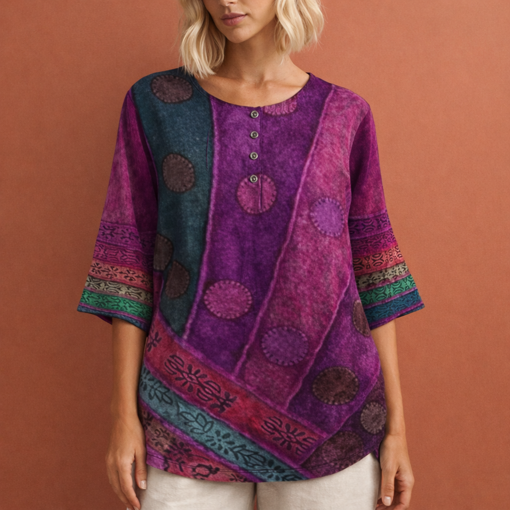 Dames zomertop in paars met minimalistisch design, zacht en comfortabel voor casual en stijlvolle outfits.