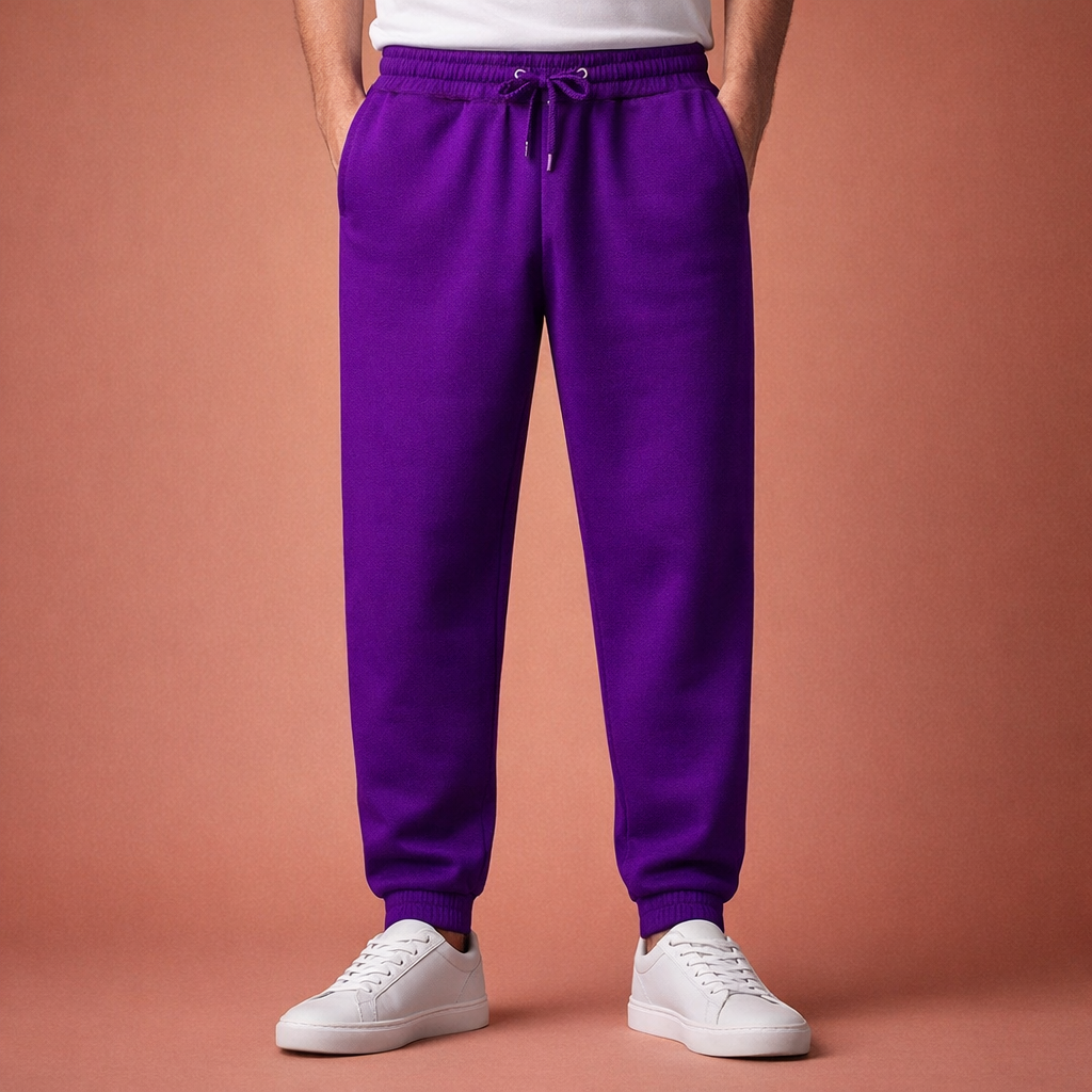 Dames joggingbroek in paars met minimalistisch design, zacht en comfortabel voor casual en stijlvolle outfits.