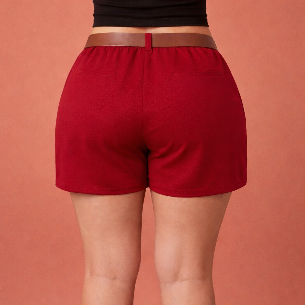 Dames shorts in rood met minimalistisch design, zacht en comfortabel voor casual en stijlvolle outfits.