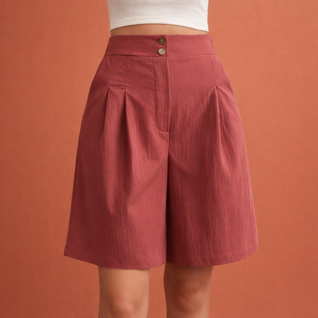 Dames wide leg shorts in rood met minimalistisch design, zacht en comfortabel voor casual en stijlvolle outfits.