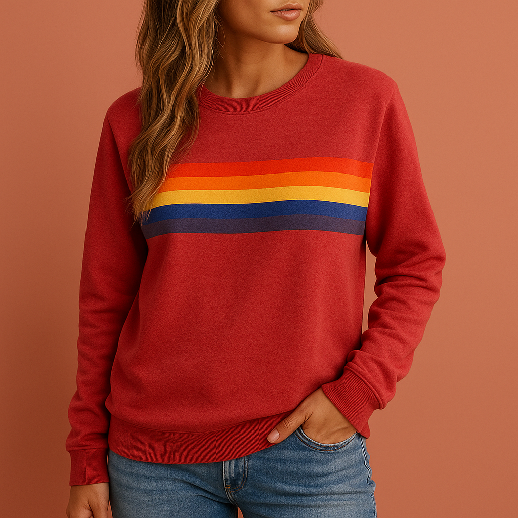Dames trui in rood met ronde hals en elegante pasvorm, zacht en comfortabel voor casual en stijlvolle outfits.