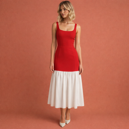 Rode elegante rimpel maxijurk voor dames, perfect voor feesten en stijlvolle gelegenheden.