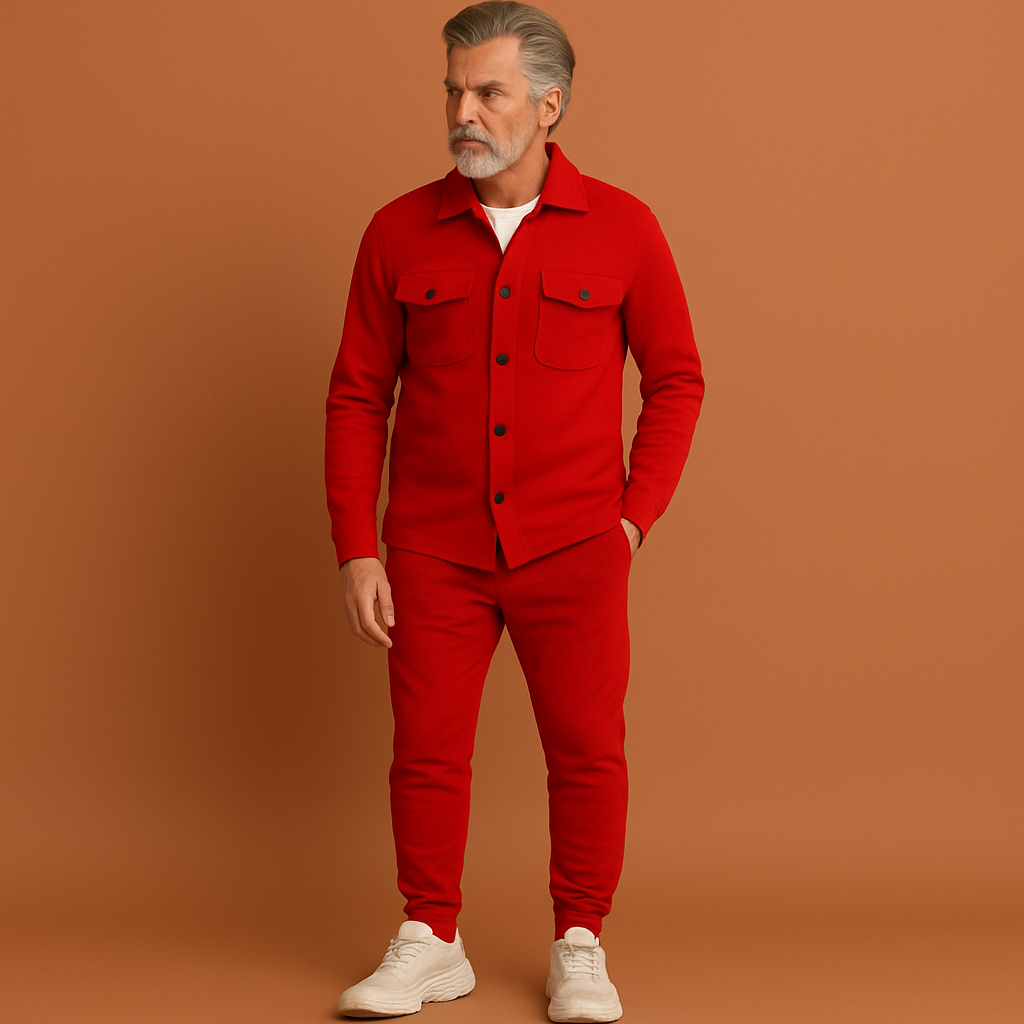 Premium heren set met tijdloos ontwerp in rode kleur, ideaal voor dagelijks gebruik en casual outfits.