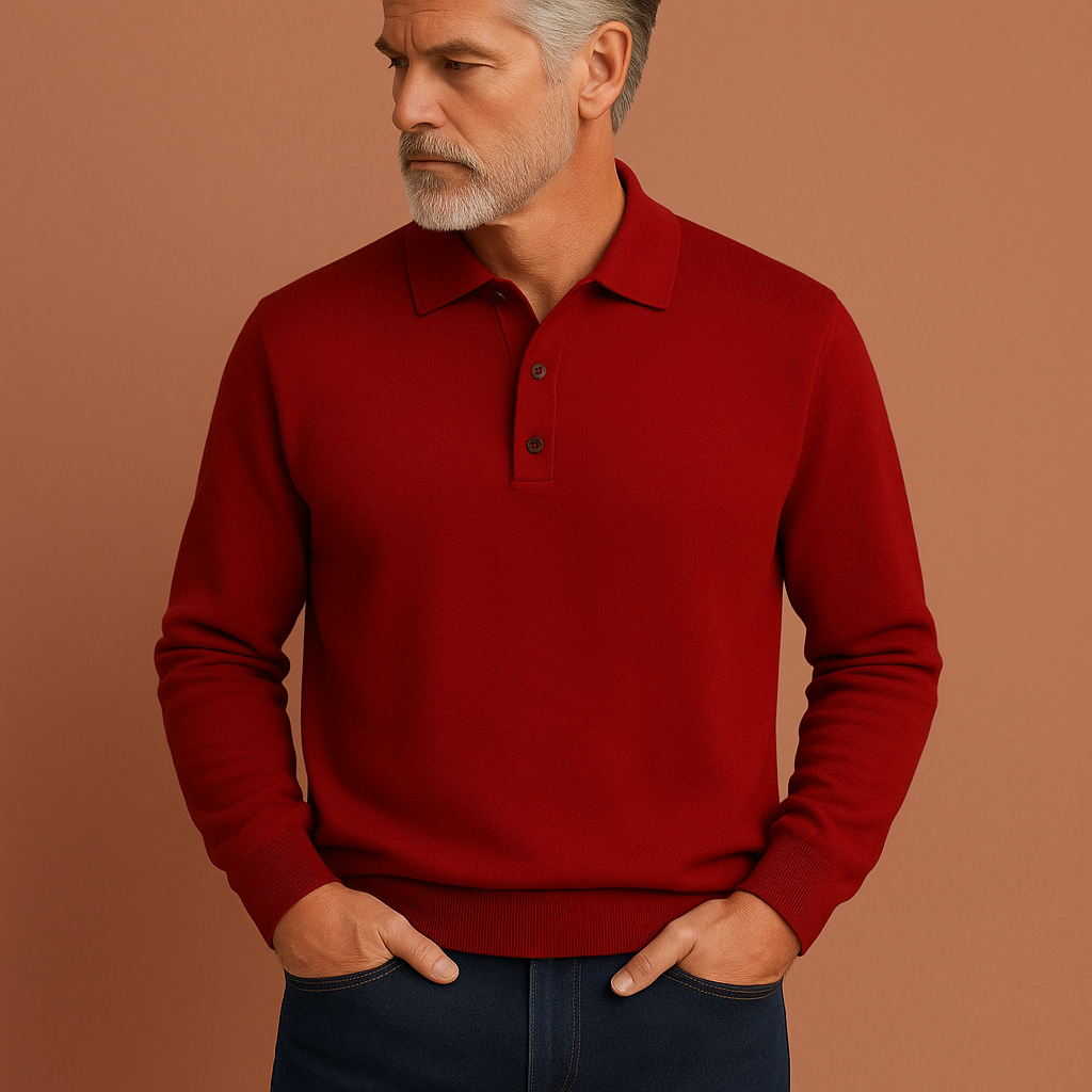Rode heren polosweater met moderne pasvorm en tijdloze uitstraling, ideaal voor dagelijks gebruik en casual outfits.