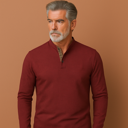 Rode heren longsleeve polo met moderne pasvorm en klassieke kraag, ideaal voor zowel casual als zakelijke outfits.