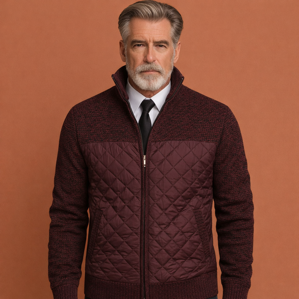 Rode warme stijlvolle jas voor heren met modern patroon en comfortabele pasvorm, ideaal voor dagelijks gebruik.