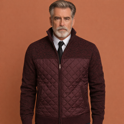 Rode warme stijlvolle jas voor heren met modern patroon en comfortabele pasvorm, ideaal voor dagelijks gebruik.