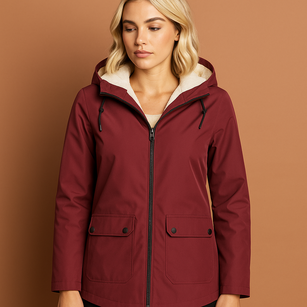 Waterdichte jas voor dames in verschillende kleuren met fleece-voering, ideaal voor koude en natte dagen.
