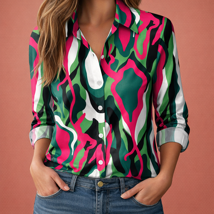 Dames blouse in rood met minimalistisch design, zacht en comfortabel voor casual en stijlvolle outfits.