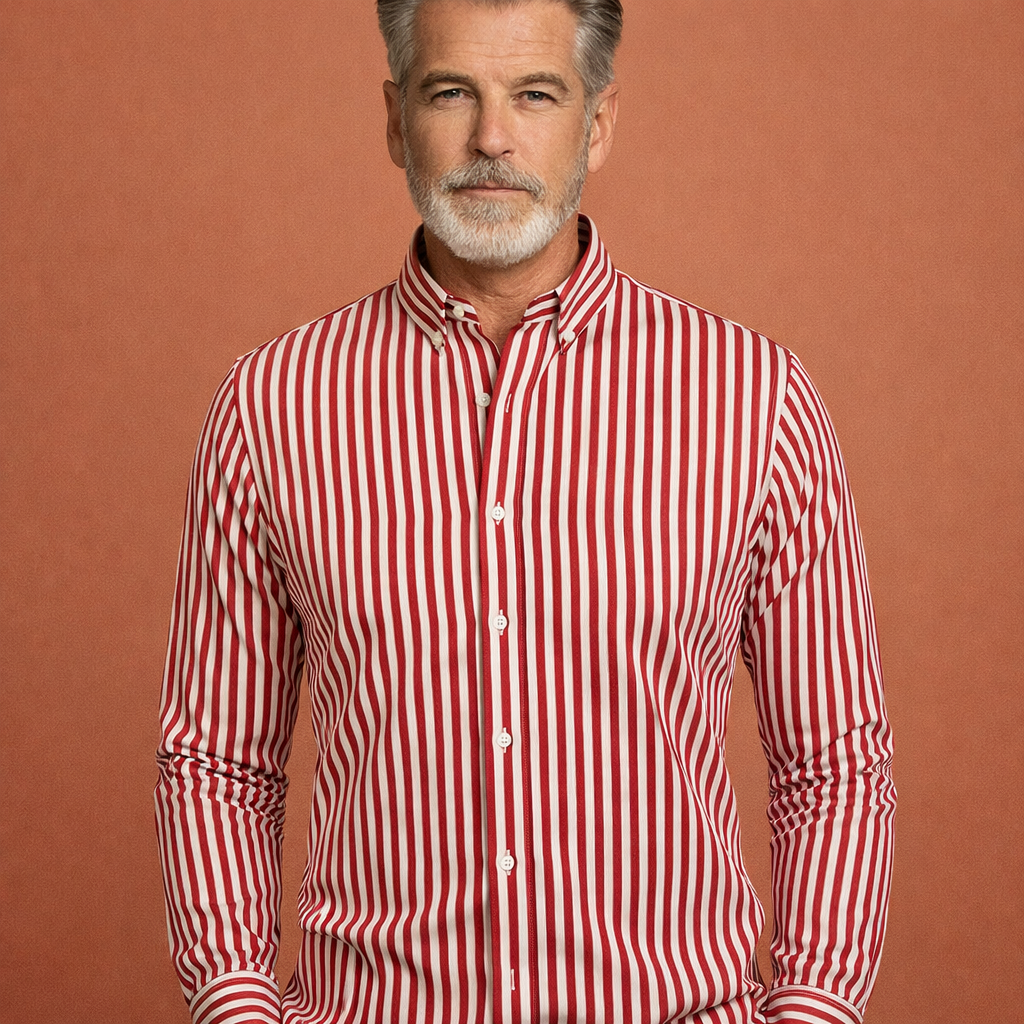 Heren overhemd in rood met minimalistisch design, zacht en comfortabel voor casual en stijlvolle outfits.