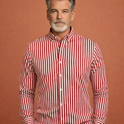 Heren overhemd in rood met minimalistisch design, zacht en comfortabel voor casual en stijlvolle outfits.