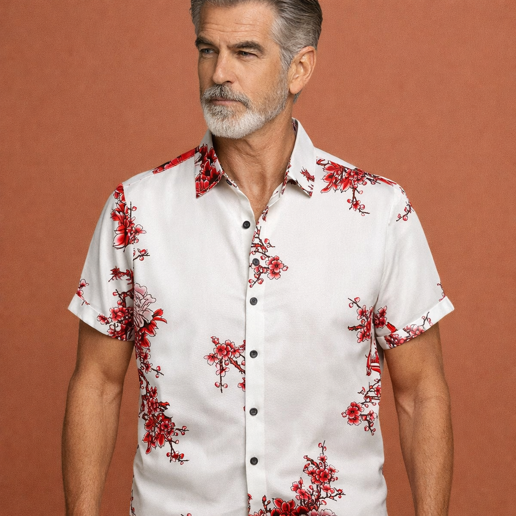 Heren overhemd in rood met minimalistisch design, zacht en comfortabel voor casual en stijlvolle outfits.