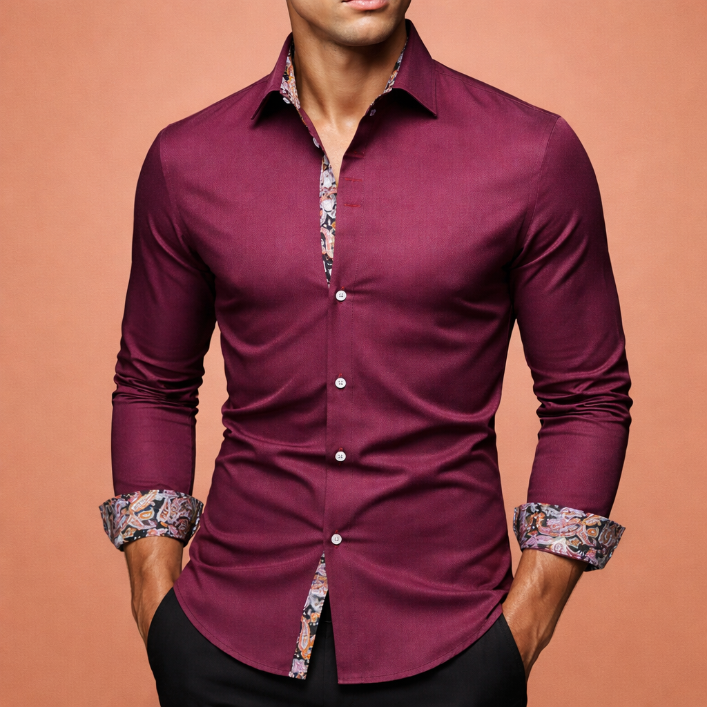 Heren overhemd in rood met minimalistisch design, zacht en comfortabel voor casual en stijlvolle outfits.