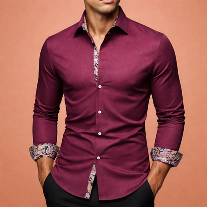 Heren overhemd in rood met minimalistisch design, zacht en comfortabel voor casual en stijlvolle outfits.