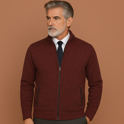 Heren vest in rood met rits en kraag, zacht en comfortabel voor casual en stijlvolle outfits.
