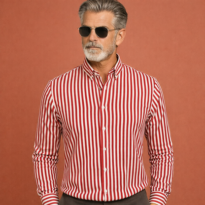 Heren overhemd in rood met minimalistisch design, zacht en comfortabel voor casual en stijlvolle outfits.