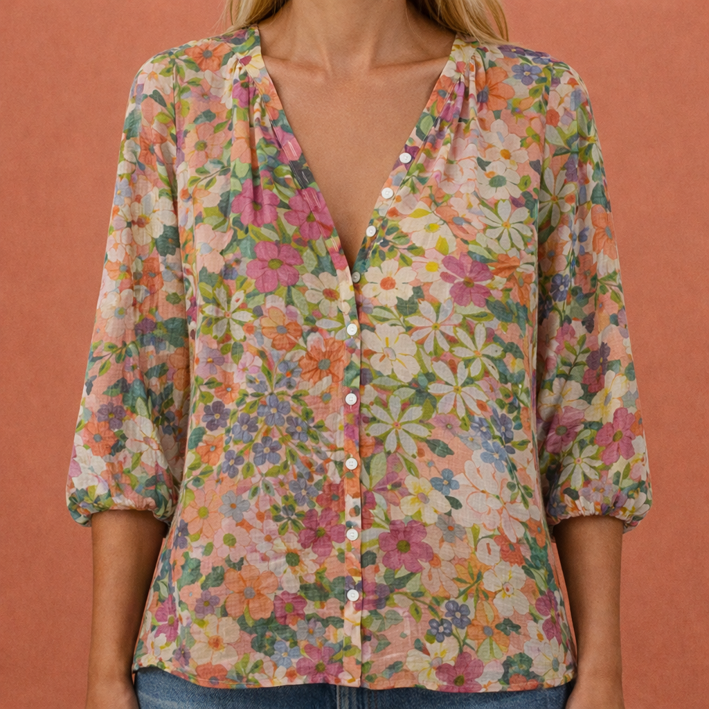 Dames blouse in roze met minimalistisch design, zacht en comfortabel voor casual en stijlvolle outfits.