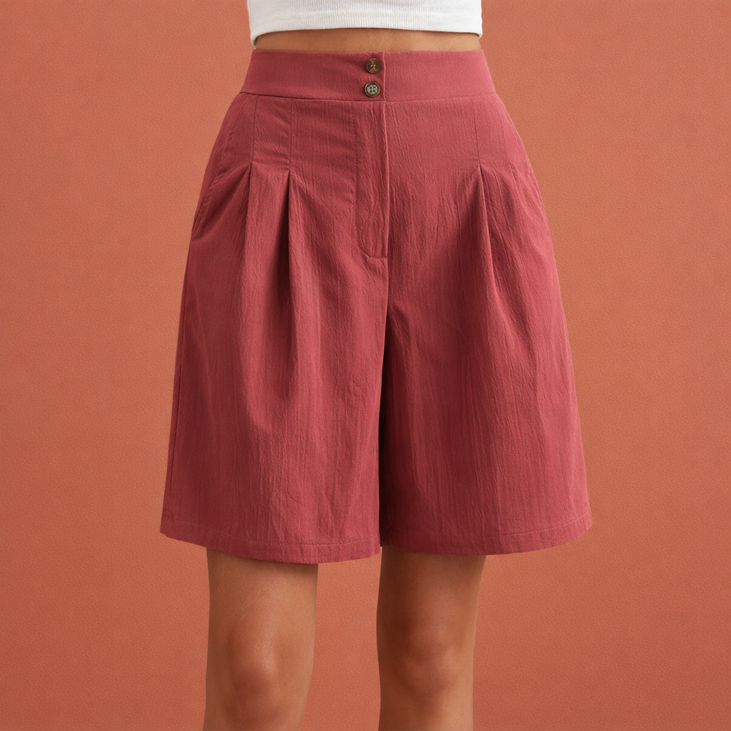Dames cargo shorts in roze met minimalistisch design, zacht en comfortabel voor casual en stijlvolle outfits.