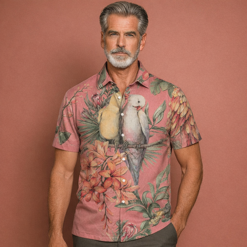 Heren overhemd in roze met minimalistisch design, zacht en comfortabel voor casual en stijlvolle outfits.