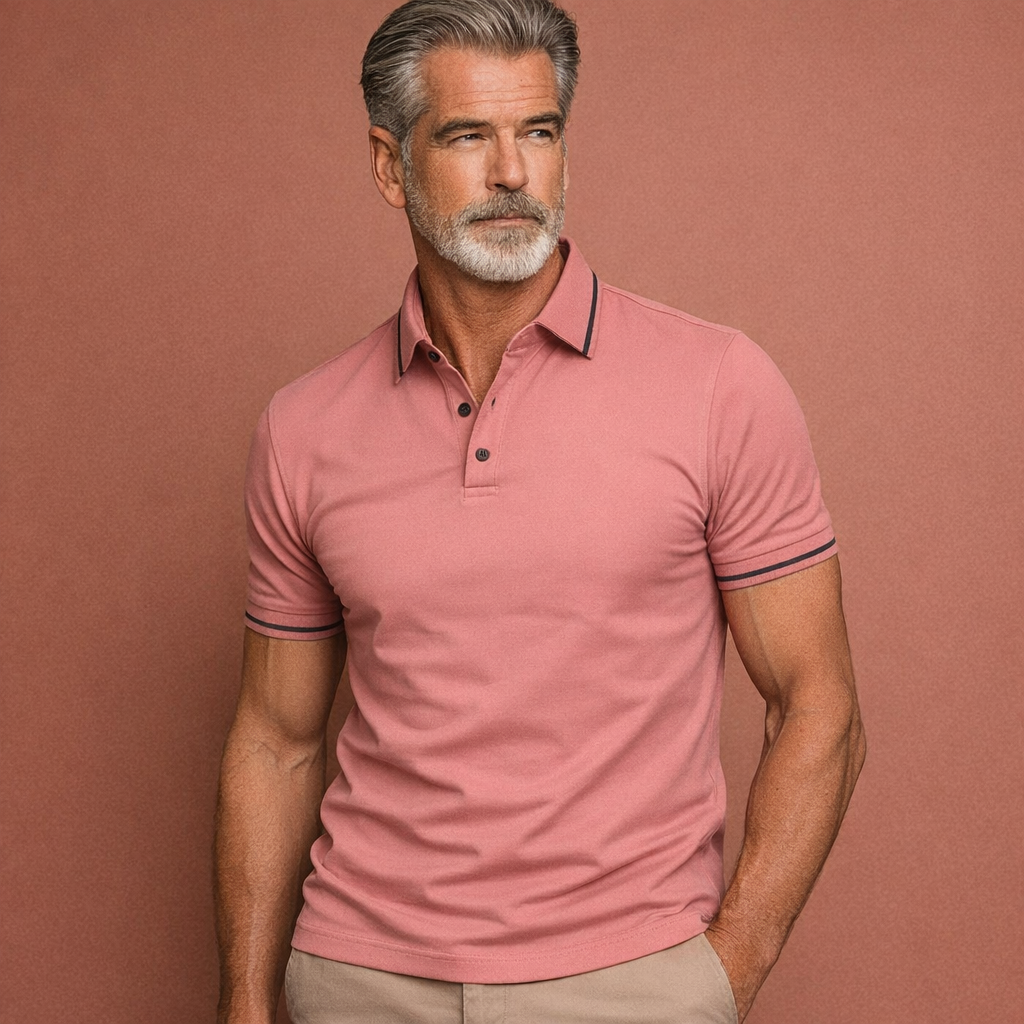 Herenpolo in roze met stijlvolle uitstraling, comfortabel en veelzijdig voor casual en verzorgde outfits.
