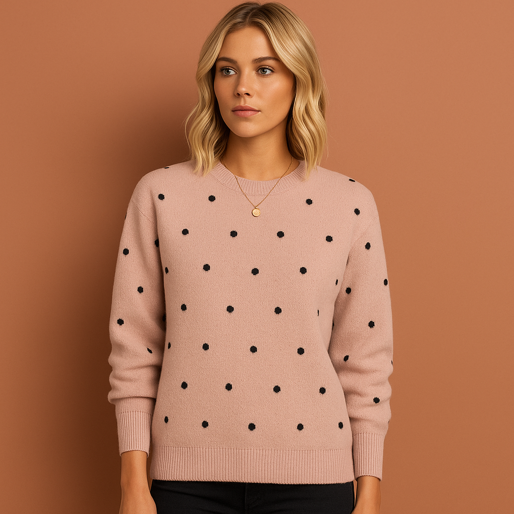 Roze stijlvolle dames trui met moderne pasvorm, ideaal voor herfst- en winterlooks.