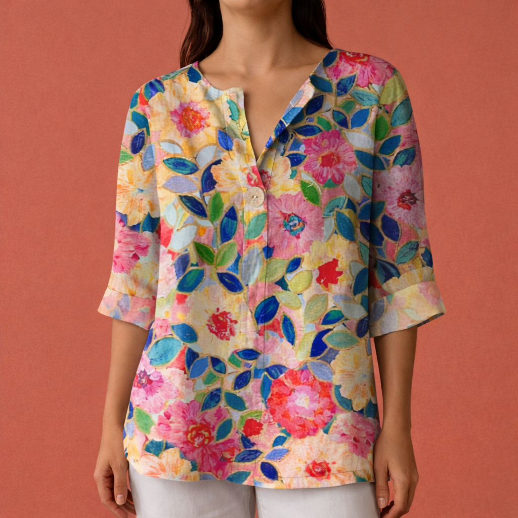 Dames blouse in rozerood met minimalistisch design, zacht en comfortabel voor casual en stijlvolle outfits.