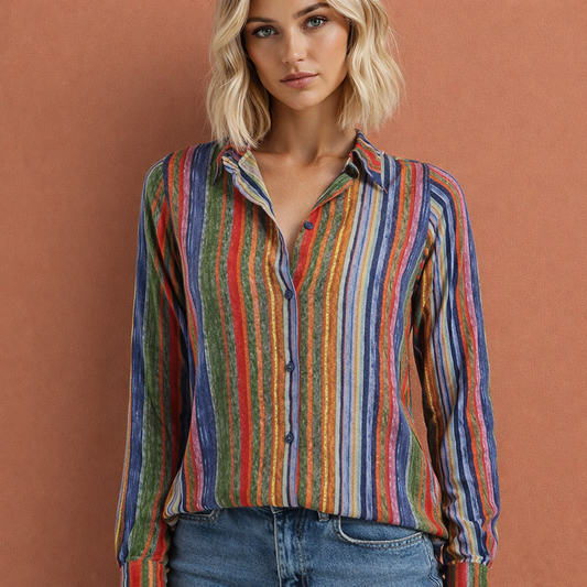 Dames blouse in veelkleurig met minimalistisch design, zacht en comfortabel voor casual en stijlvolle outfits