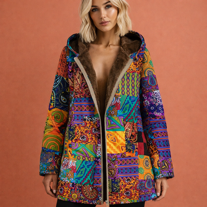 Violet dames jas met capuchon en comfortabele pasvorm, ideaal voor dagelijks gebruik en koude dagen.