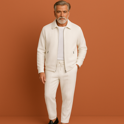 Wit trainingspak voor heren met ritsjack, geschikt voor dagelijks gebruik en casual outfits