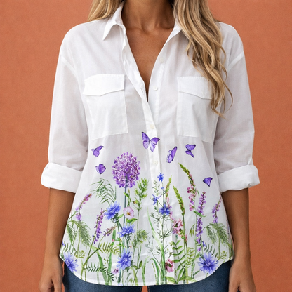 Dames blouse in wit met minimalistisch design, zacht en comfortabel voor casual en stijlvolle outfits.