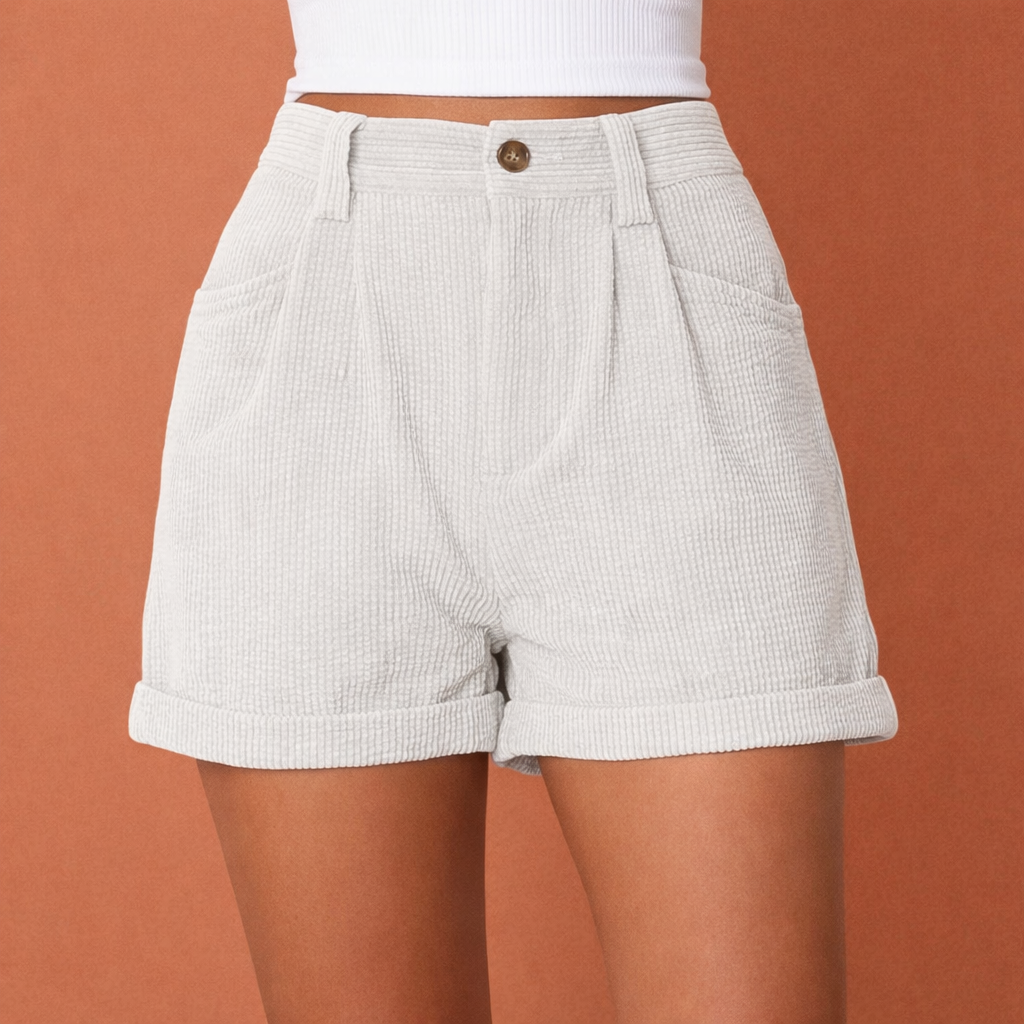 Dames high waisted shorts in wit met minimalistisch design, zacht en comfortabel voor casual en stijlvolle outfits.